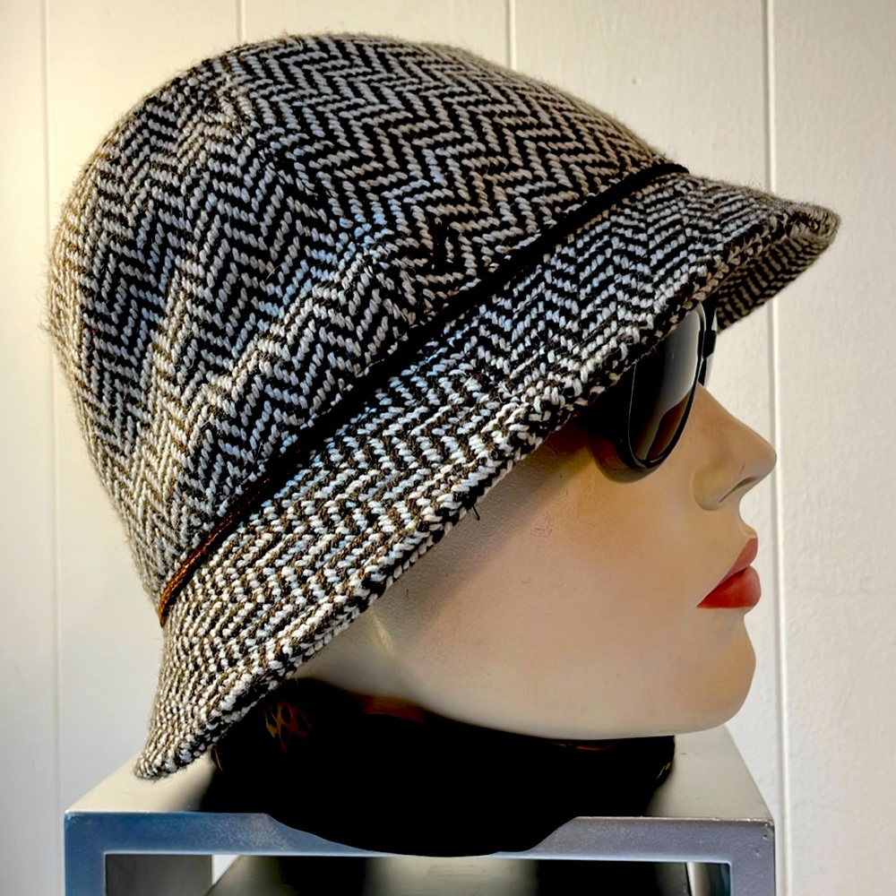 American Eagle Outfitters Wool Bucket Hat Brown Herringbone